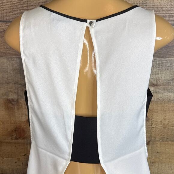 Express White Semi Sheer Tank Top Black Bandeau Open Back Size Medium - Picture 5 of 7